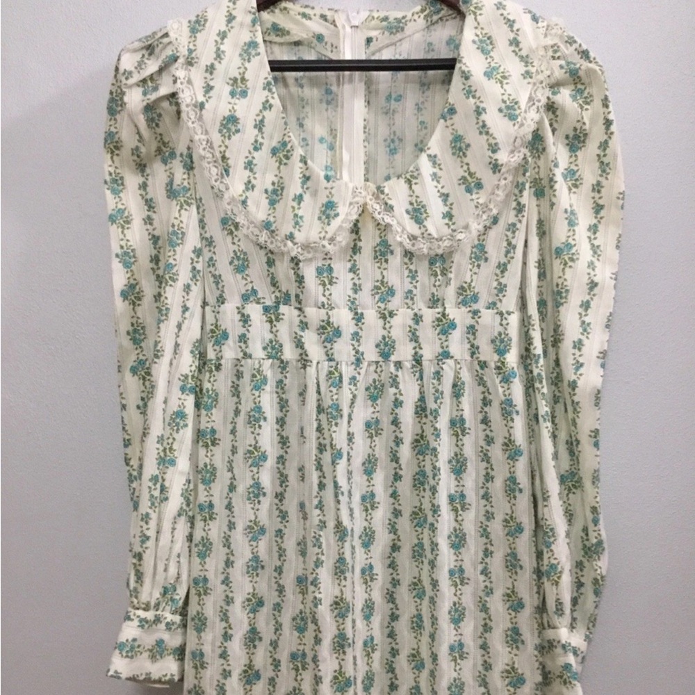 Vintage 1970s Cottagecore Prairie Floral Maxi Dress Gunni Style